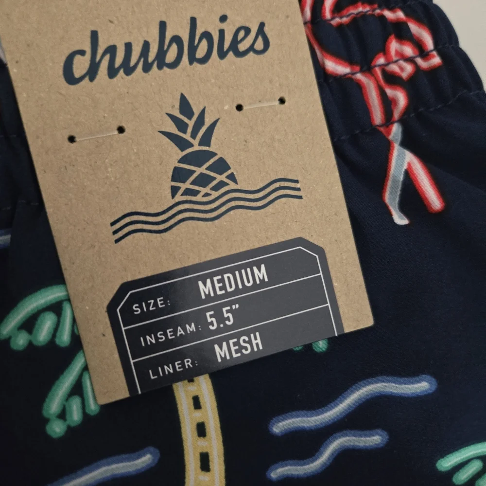 NWT Chubbies The Neon Lights Swim Shorts